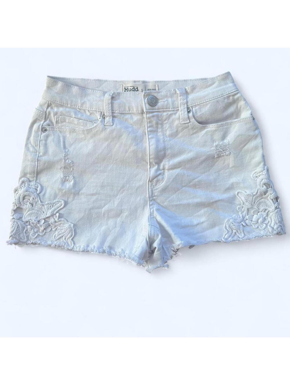 Vintage Y2K Mudd lace embroidered denim shorts fairycore Size 5